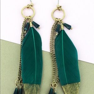 Gold Dipped Feather Post Earrings